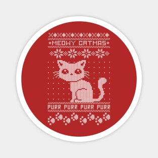 Meowy Catmas Ugly Christmas Sweater Magnet